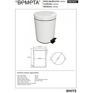 Pattumiera doccia BIANCA con chiusura ammortizzata in ottone bianco / 5L