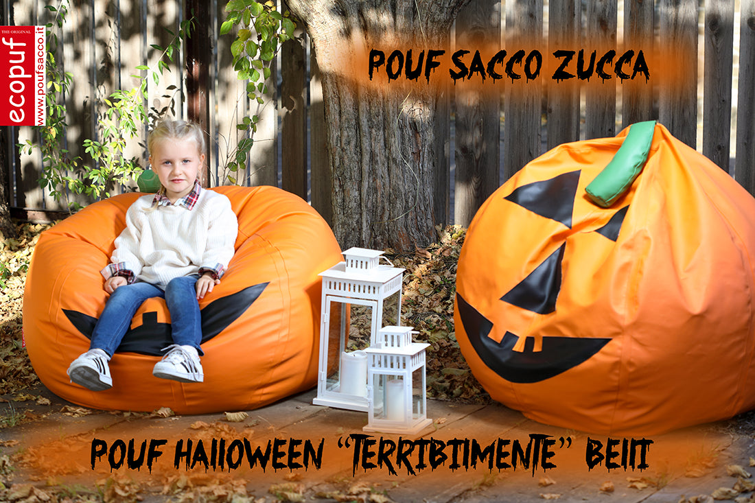 Pouf a Sacco Zucca Halloween in Ecopelle