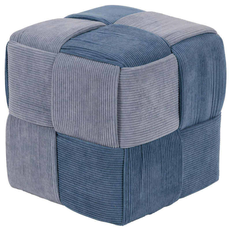Pouf Brady In Velluto A Coste Intrecciato Avio/polvere Dimensione 38x38x38cm