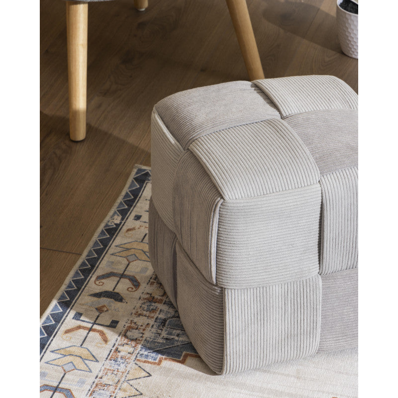 Pouf Brady In Velluto A Coste Intrecciato Gri ch/sc Dimensione 38x38x38cm