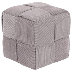 Pouf Brady In Velluto A Coste Intrecciato Gri ch/sc Dimensione 38x38x38cm