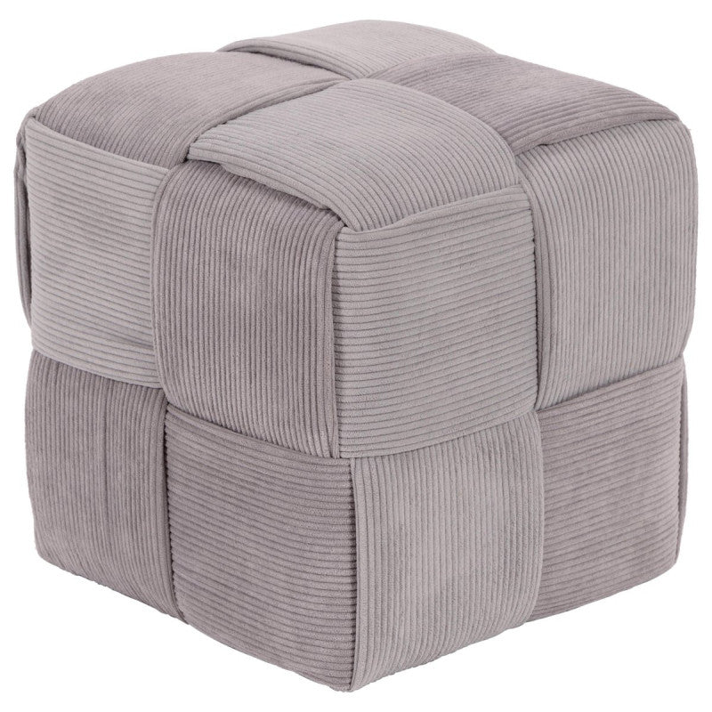 Pouf Brady In Velluto A Coste Intrecciato Gri ch/sc Dimensione 38x38x38cm
