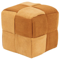 Pouf Brady In Velluto A Coste Intrecciato Ocra/mattone Dimensione 38x38x38cm