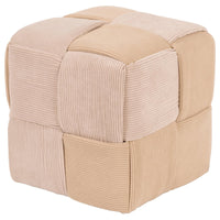 Pouf Brady In Velluto A Coste Intrecciato Tortora /sabbia Dimensione 38x38x38cm