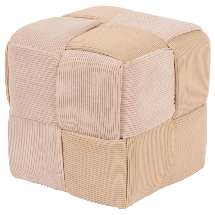 Pouf Brady In Velluto A Coste Intrecciato Tortora /sabbia Dimensione 38x38x38cm