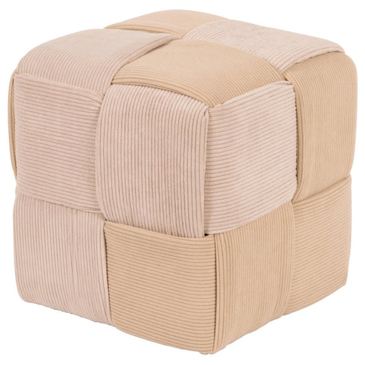 Pouf Brady In Velluto A Coste Intrecciato Tortora /sabbia Dimensione 38x38x38cm
