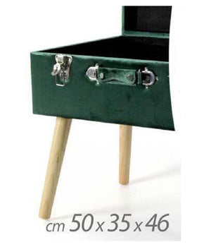 Pouf Contenitore Baule Poggiapiedi Sgabello Pouff Velluto Verde 50x35x46cm 756801         