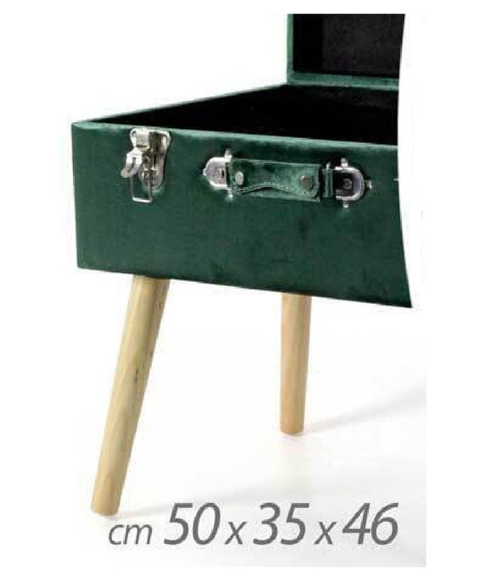 Pouf Contenitore Baule Poggiapiedi Sgabello Pouff Velluto Verde 50x35x46cm 756801         