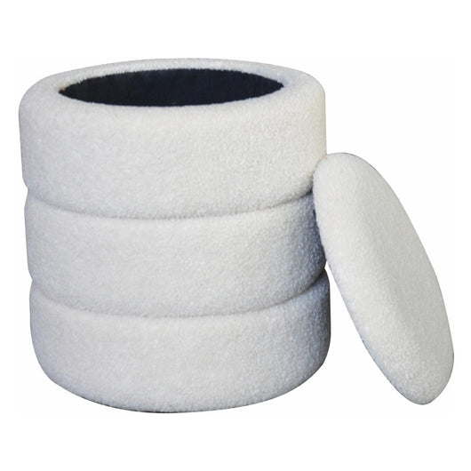 Pouf Contenitore Chubby In Tessuto Bucle Beige Dimensione 35x35x40cm