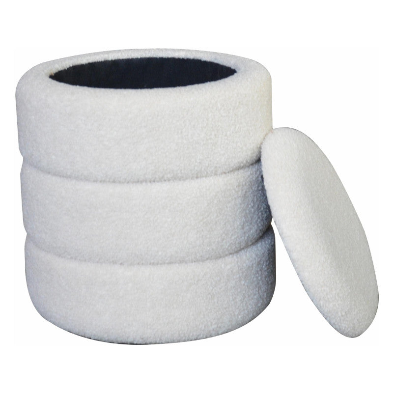 Pouf Contenitore Chubby In Tessuto Bucle Beige Dimensione 35x35x40cm