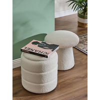 Pouf Contenitore Chubby In Tessuto Bucle Bianco Dimensione 35x35x40cm