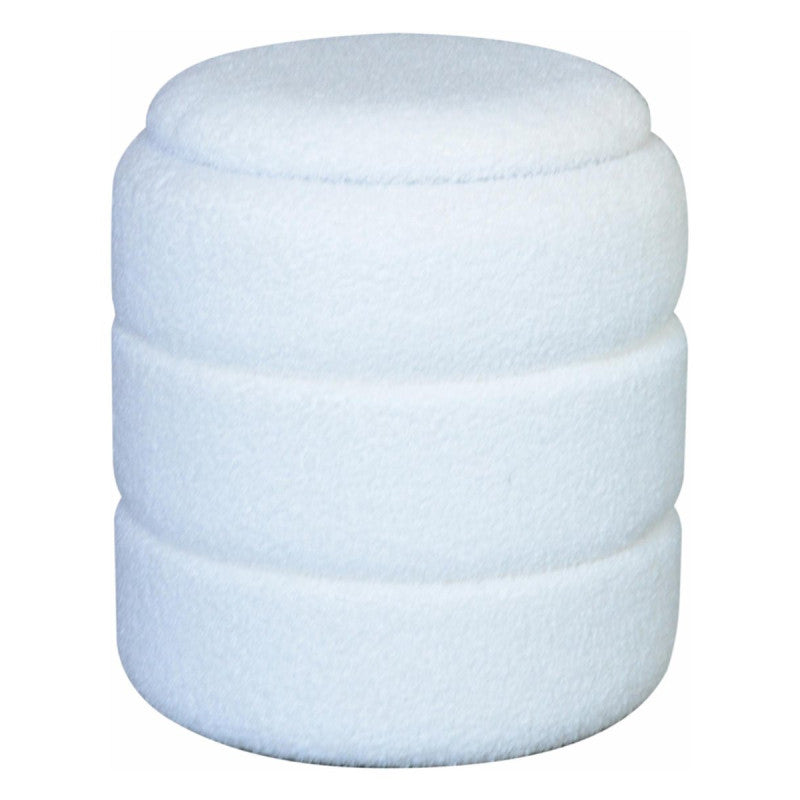 Pouf Contenitore Chubby In Tessuto Bucle Bianco Dimensione 35x35x40cm