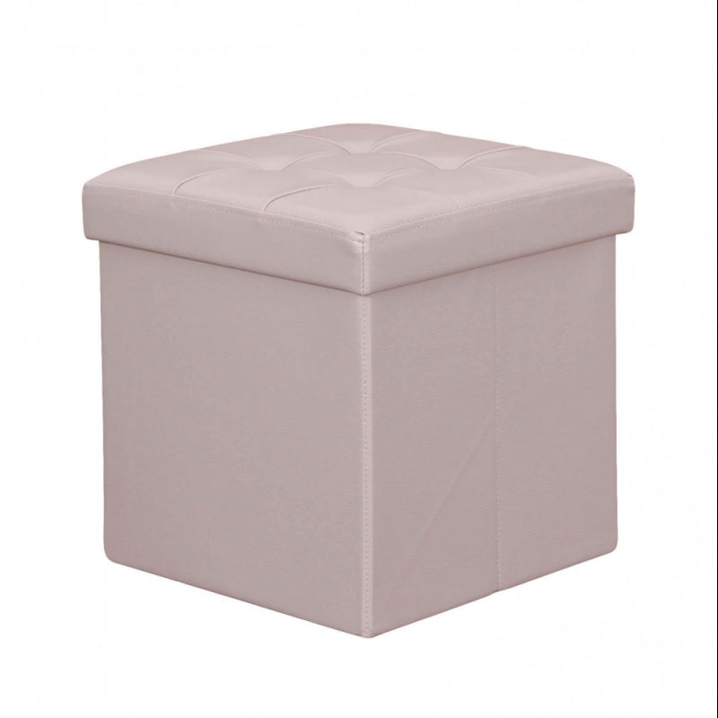 POUF CONTENITORE QUADRATO IN ECOPELLE NATURALE