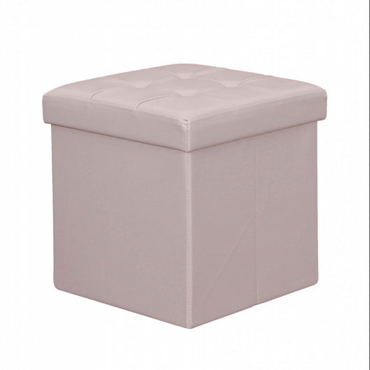 POUF CONTENITORE QUADRATO IN ECOPELLE NATURALE