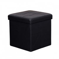 POUF CONTENITORE QUADRATO IN ECOPELLE NERO