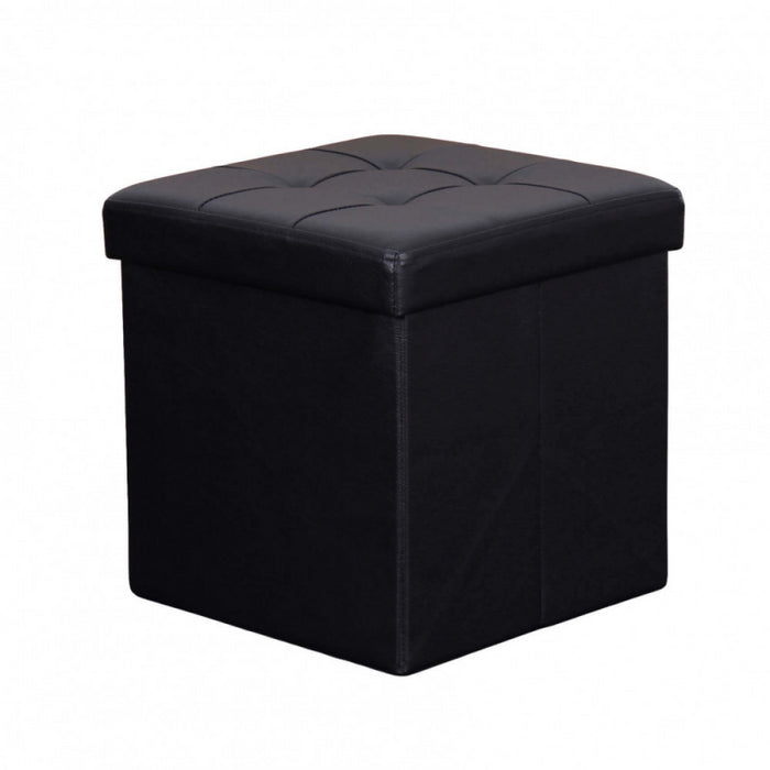 POUF CONTENITORE QUADRATO IN ECOPELLE NERO