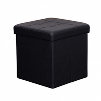 POUF CONTENITORE QUADRATO IN ECOPELLE NERO