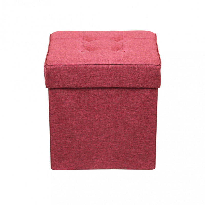 POUF CONTENITORE QUADRATO IN STOFFA BORDEAUX