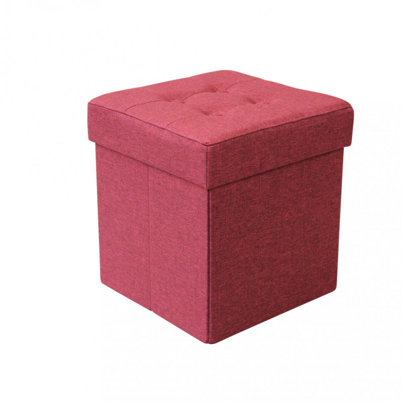 POUF CONTENITORE QUADRATO IN STOFFA BORDEAUX
