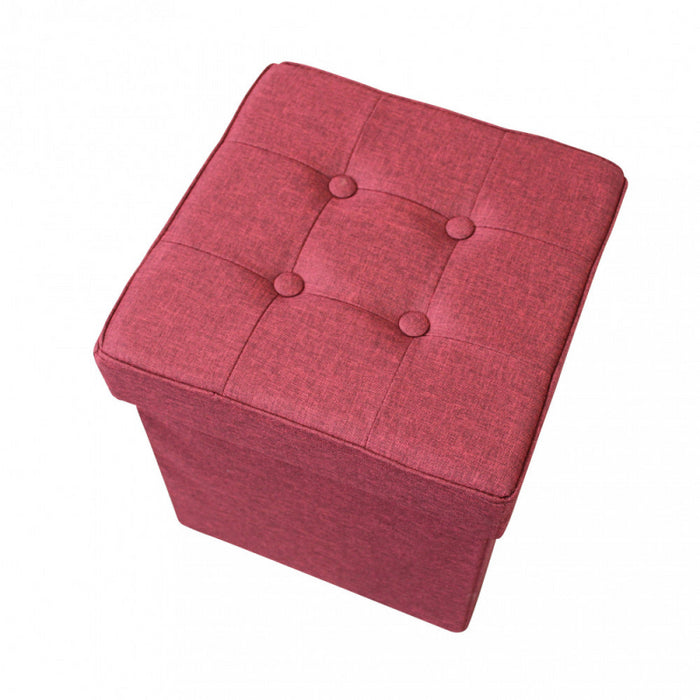 POUF CONTENITORE QUADRATO IN STOFFA BORDEAUX