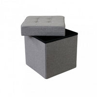 POUF CONTENITORE QUADRATO IN STOFFA GRIGIO