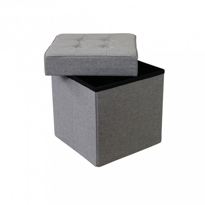 POUF CONTENITORE QUADRATO IN STOFFA GRIGIO