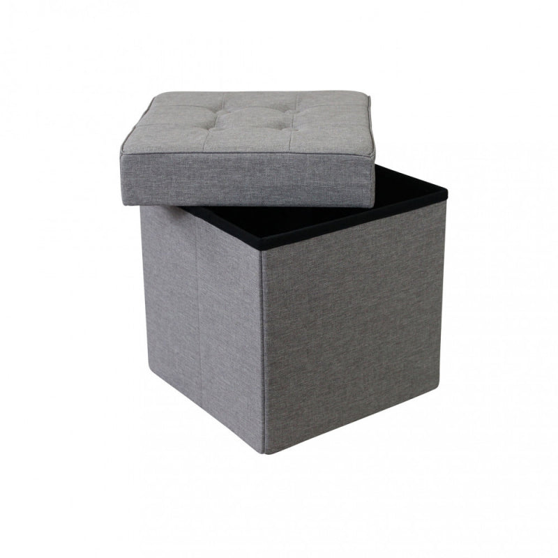 POUF CONTENITORE QUADRATO IN STOFFA GRIGIO