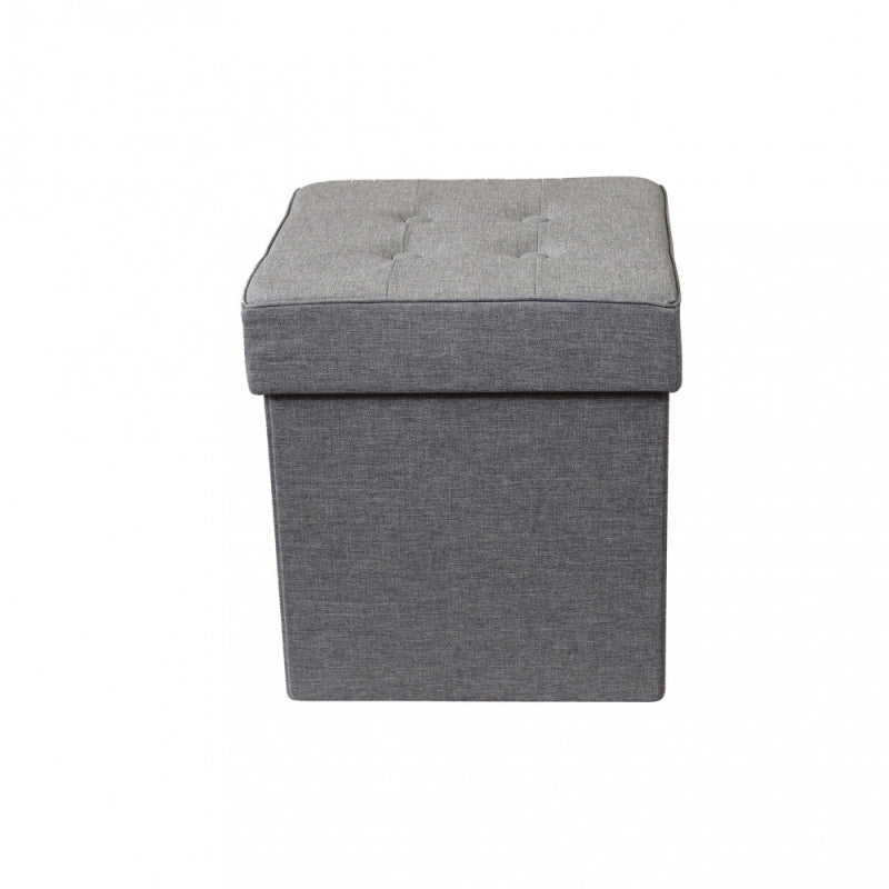 POUF CONTENITORE QUADRATO IN STOFFA GRIGIO