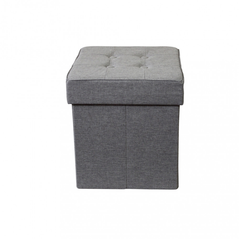 POUF CONTENITORE QUADRATO IN STOFFA GRIGIO