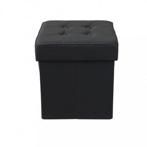 POUF CONTENITORE QUADRATO IN STOFFA NERO