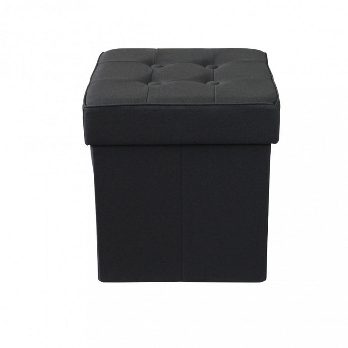 POUF CONTENITORE QUADRATO IN STOFFA NERO