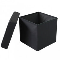 POUF CONTENITORE QUADRATO IN STOFFA NERO