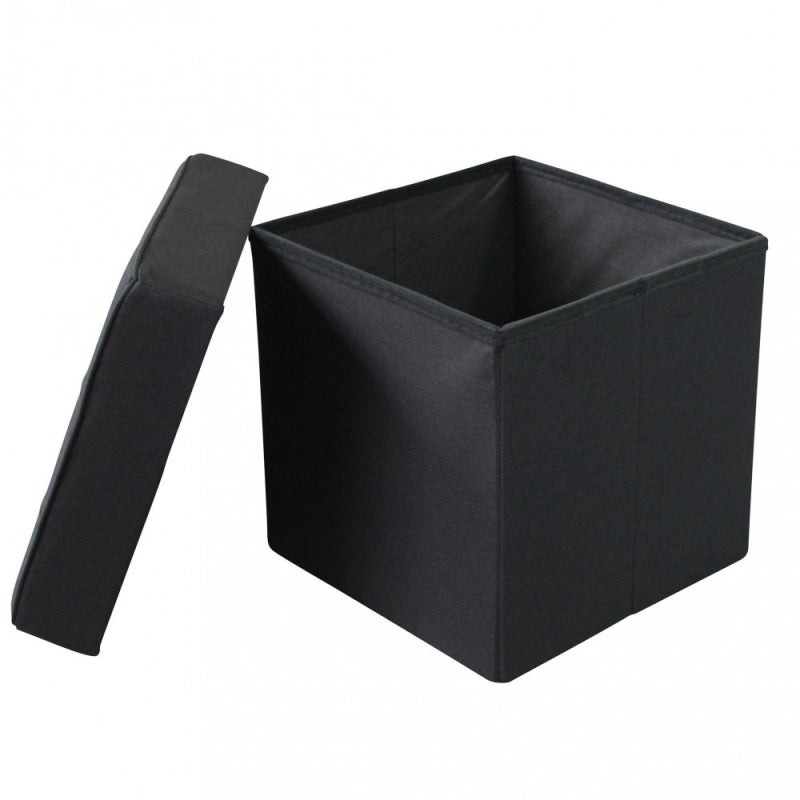 POUF CONTENITORE QUADRATO IN STOFFA NERO
