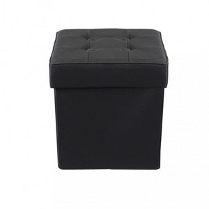 POUF CONTENITORE QUADRATO IN STOFFA NERO