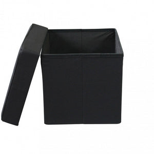 POUF CONTENITORE QUADRATO IN STOFFA NERO