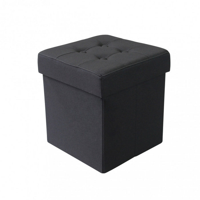 POUF CONTENITORE QUADRATO IN STOFFA NERO