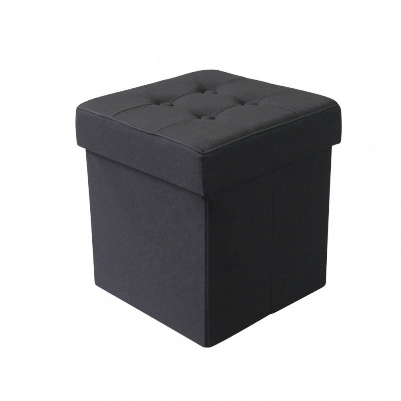 POUF CONTENITORE QUADRATO IN STOFFA NERO