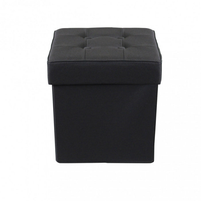 POUF CONTENITORE QUADRATO IN STOFFA NERO