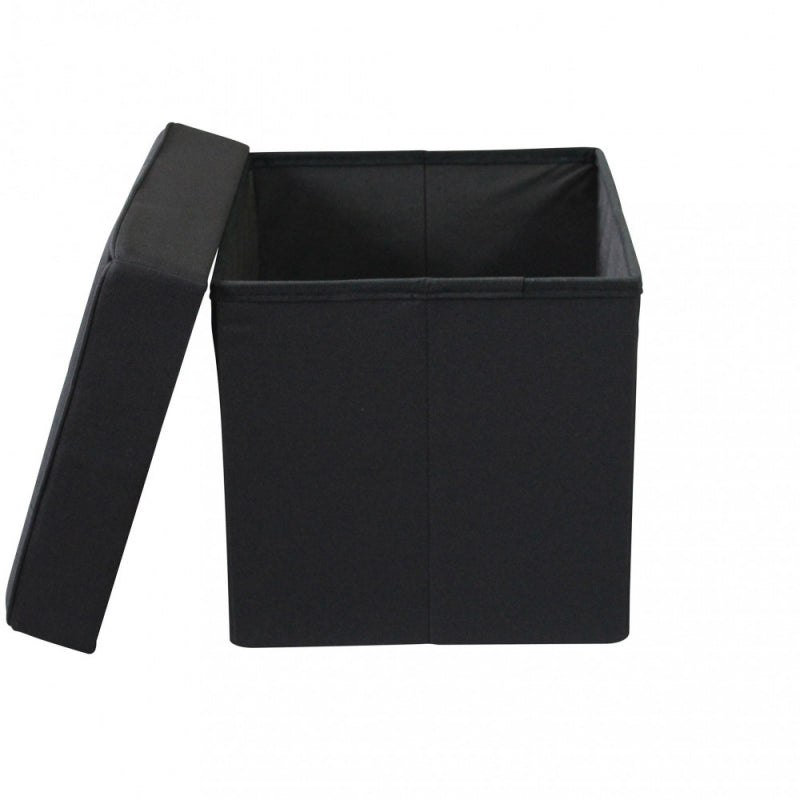 POUF CONTENITORE QUADRATO IN STOFFA NERO