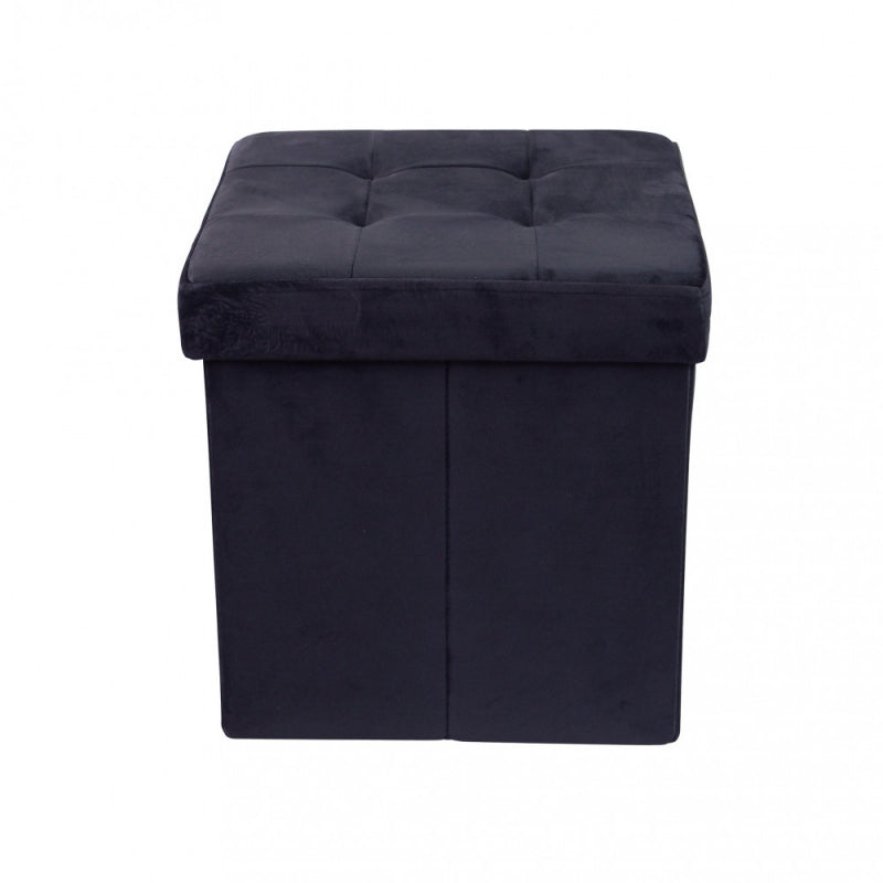 POUF CONTENITORE QUADRATO IN VELLUTO NERO