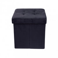 POUF CONTENITORE QUADRATO IN VELLUTO NERO