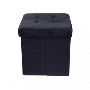 POUF CONTENITORE QUADRATO IN VELLUTO NERO