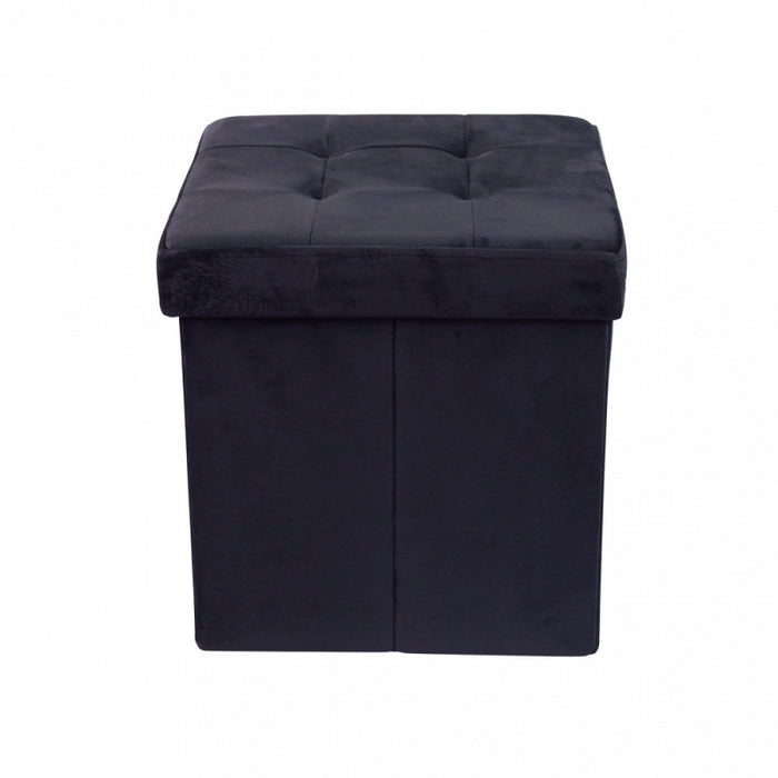 POUF CONTENITORE QUADRATO IN VELLUTO NERO