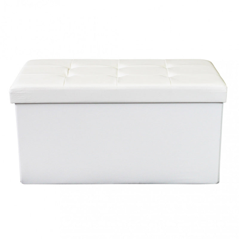 POUF CONTENITORE RETTANGOLARE IN ECOPELLE BIANCO
