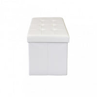 POUF CONTENITORE RETTANGOLARE IN ECOPELLE BIANCO