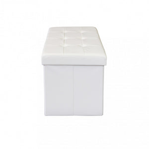 POUF CONTENITORE RETTANGOLARE IN ECOPELLE BIANCO