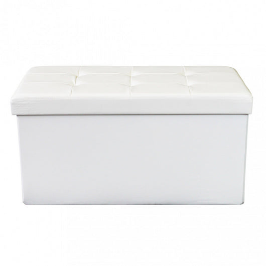 POUF CONTENITORE RETTANGOLARE IN ECOPELLE BIANCO