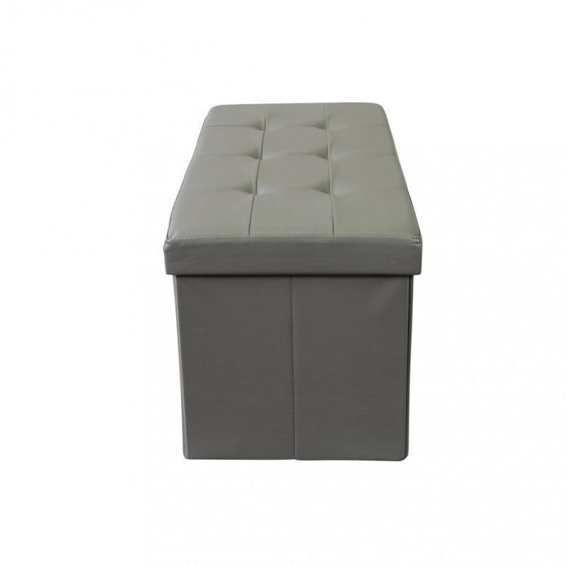 POUF CONTENITORE RETTANGOLARE IN ECOPELLE GRIGIO