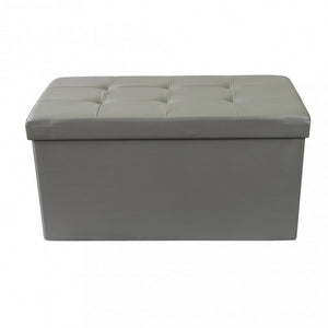 POUF CONTENITORE RETTANGOLARE IN ECOPELLE GRIGIO
