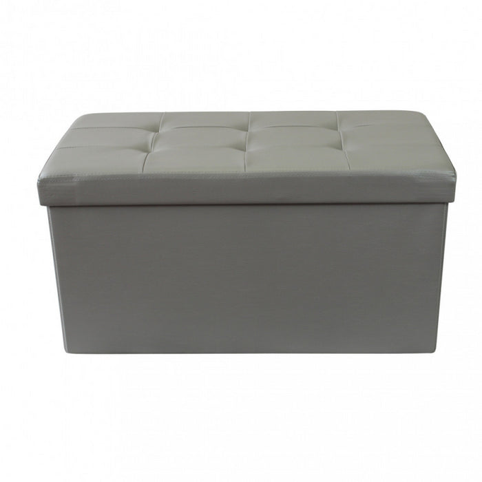 POUF CONTENITORE RETTANGOLARE IN ECOPELLE GRIGIO